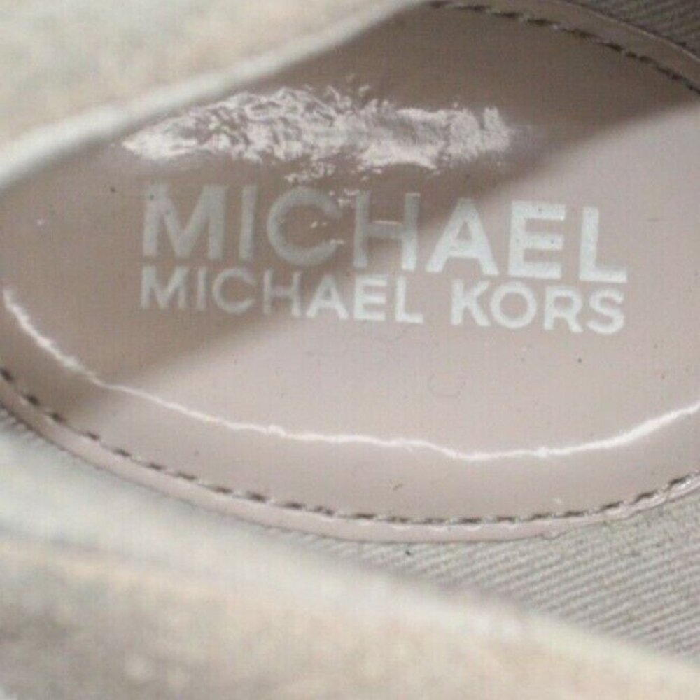 Michael Kors Keaton Kiltie Size 7.5M Beige Leather Suede Lace Up Sneakers Shoes - Picture 11 of 11